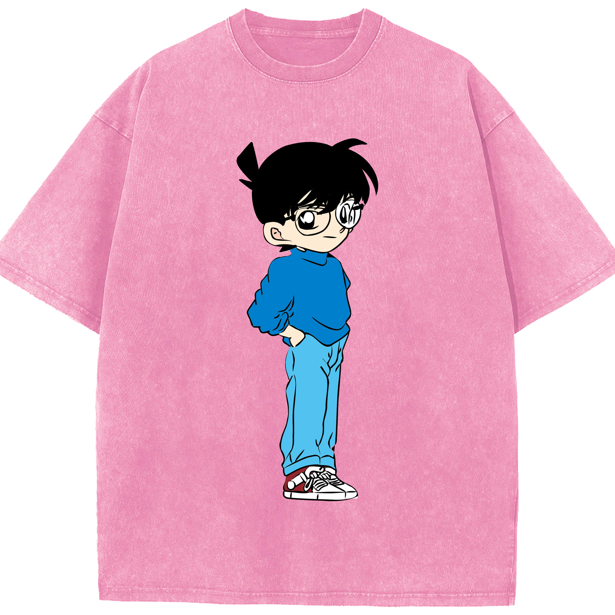 （画像用） 名探偵コナン 江戸川 コナン Detective Conan Conan Edogawa 綿100% ヴィンテージ風 半袖Tシャツ（フロントプリント）